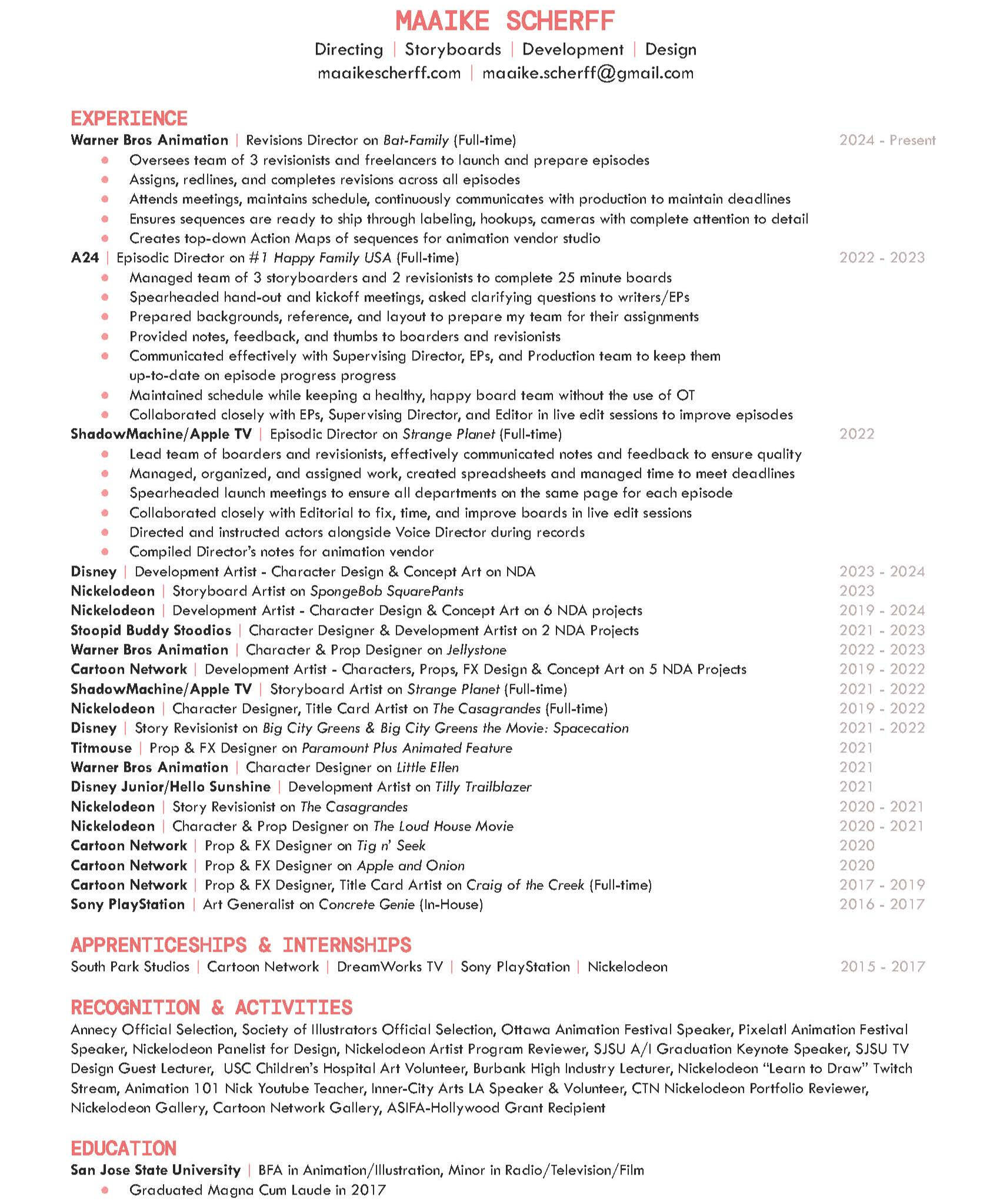 Maaike Scherff Resume